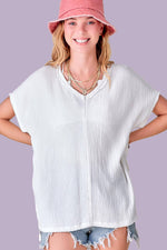 Loose Fit Gauze Fabric Short Sleeve Top