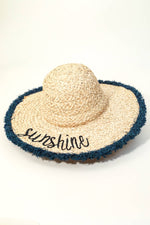Sunshine Text Straw Hat In Blue