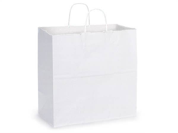 White Kraft Paper Shopping Bags: Vogue 16x6x12.5" / 250 Pack