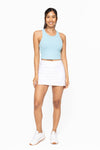 Mono B - Essential Micro-Ribbed Racer Athleisure Tank Top: BASIC WHITE / S:M:L (2:2:2)