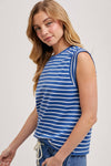 Bluivy - STIRPED MUSCLE TEE: IVORY / S