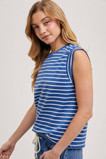 Bluivy - STIRPED MUSCLE TEE: IVORY / S