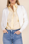 Pearl Trimmed Rib Contrast Cardigan