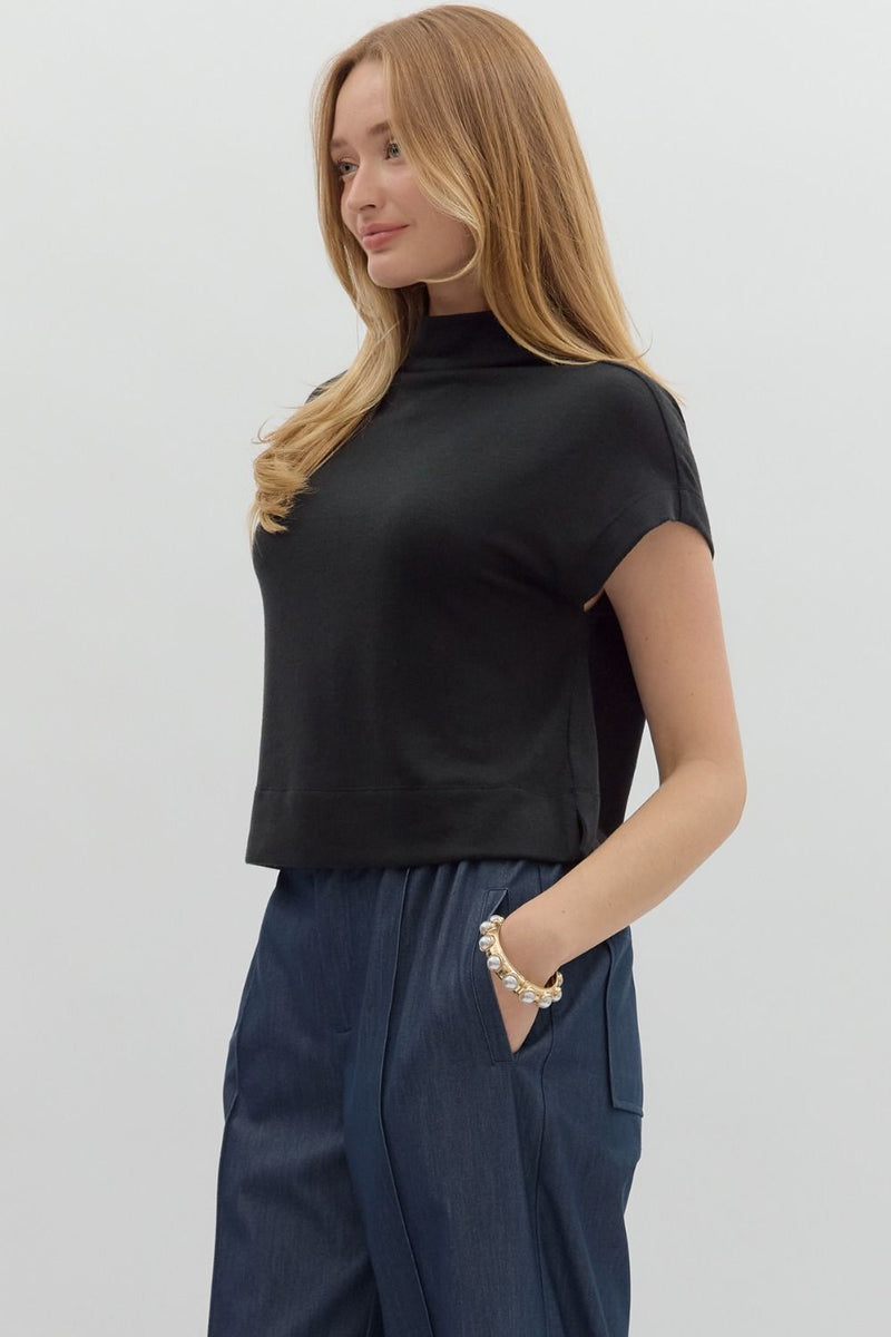Reese Mock Top Black