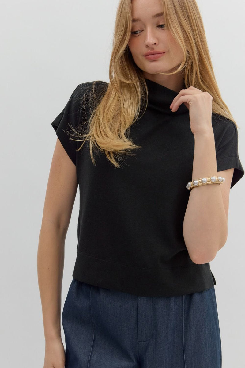 Reese Mock Top Black