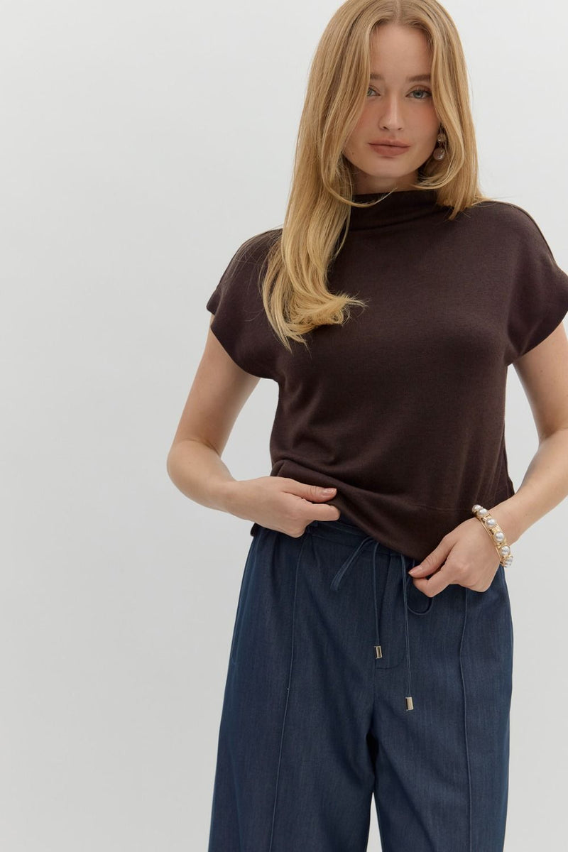 Reese Mock Top Brown