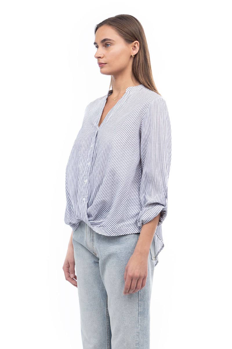 Naked Zebra - A&F: Striped Button Up Shirt: Poppy Red / S