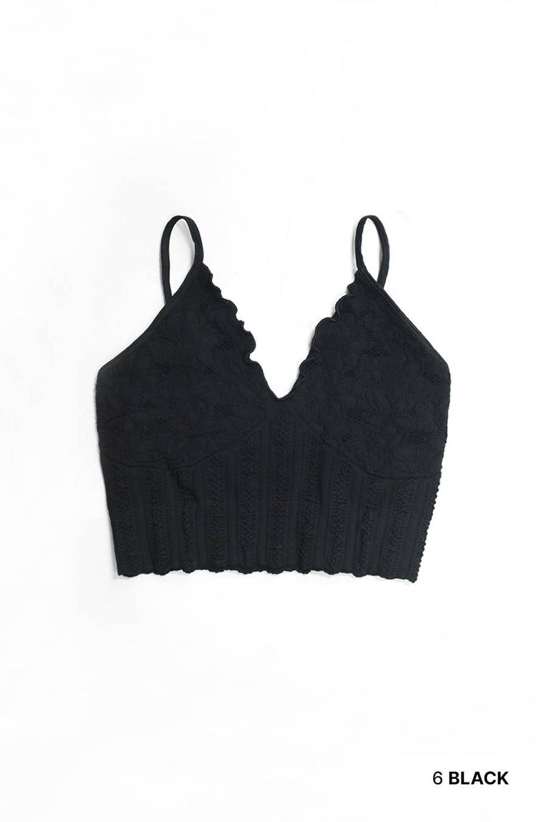 Lace Textured Bralette Black