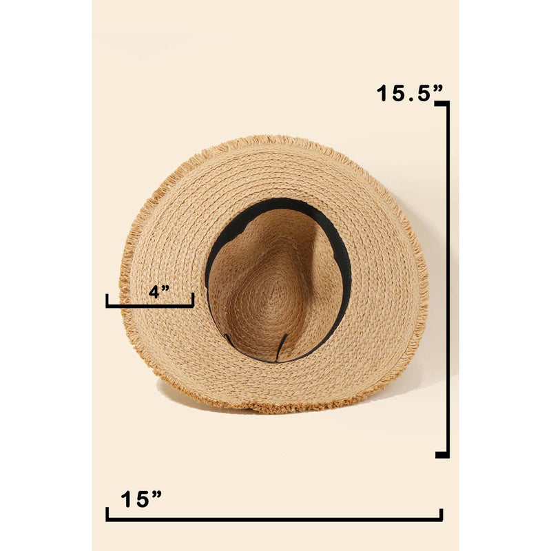 Leopard Strap Flat Brim Straw Fedora Hat