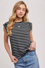 Bluivy - STIRPED MUSCLE TEE: IVORY / S