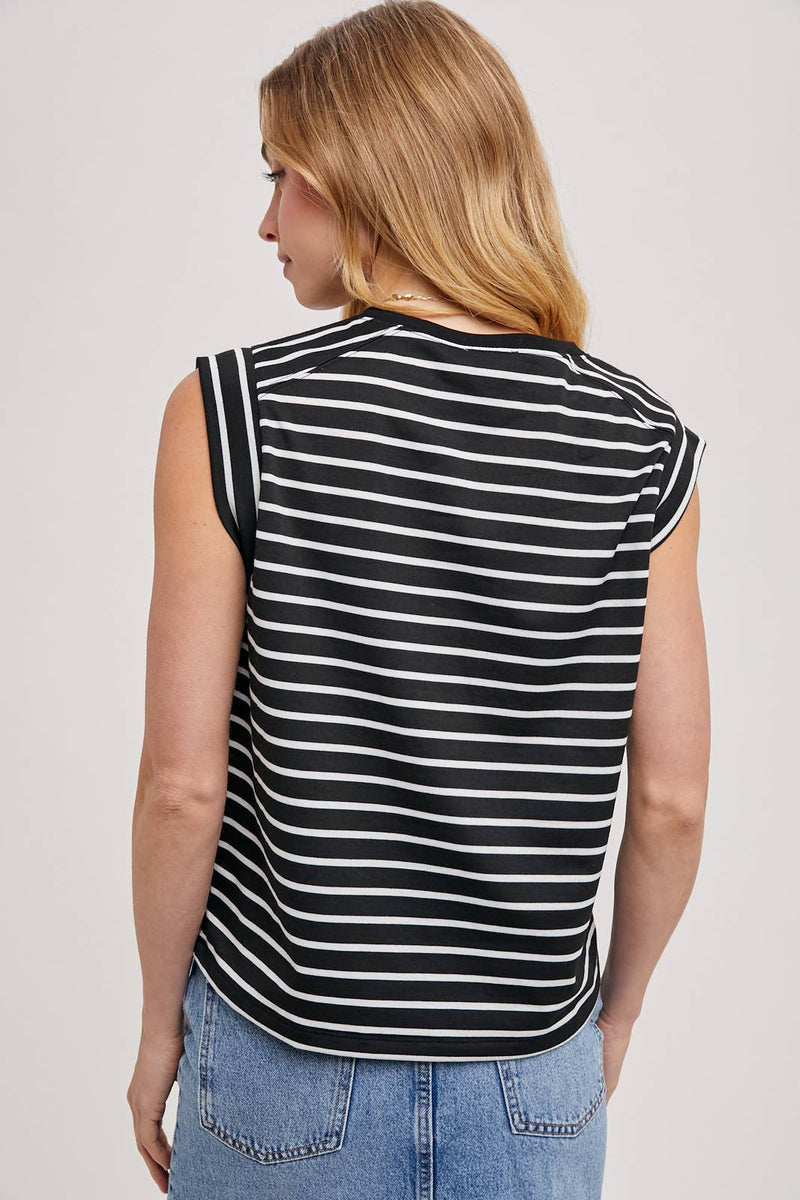 Bluivy - STIRPED MUSCLE TEE: IVORY / S