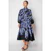 Caroline Long Sleeve Floral Print Belted-Waist Midi Dress