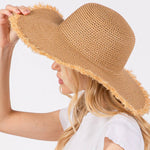 Sensibling Corp. - Frayed Edge Floppy Straw Sun Hat: Beige