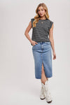 Bluivy - STIRPED MUSCLE TEE: IVORY / S