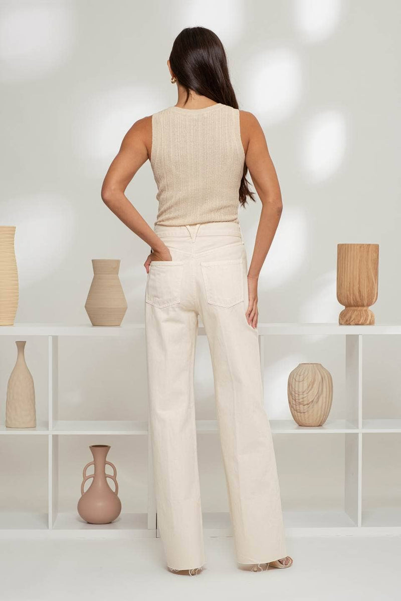 The Workshop Studio - SLEEVELESS ROUND NECK SWEATER KNIT TOP: BLACK