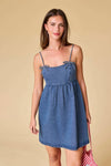 Alyssa Bow Detail A-Line Denim Dress