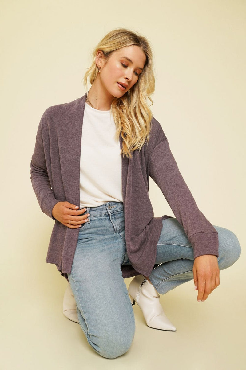 Mystree Brushed Terry Open Front Cardigan