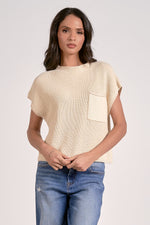 Elan Light Creme Short Sleeve Sweater