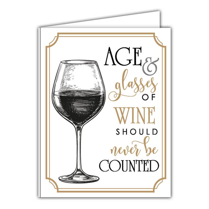 Age and Glasses of Wine Small Folded Greeting Card