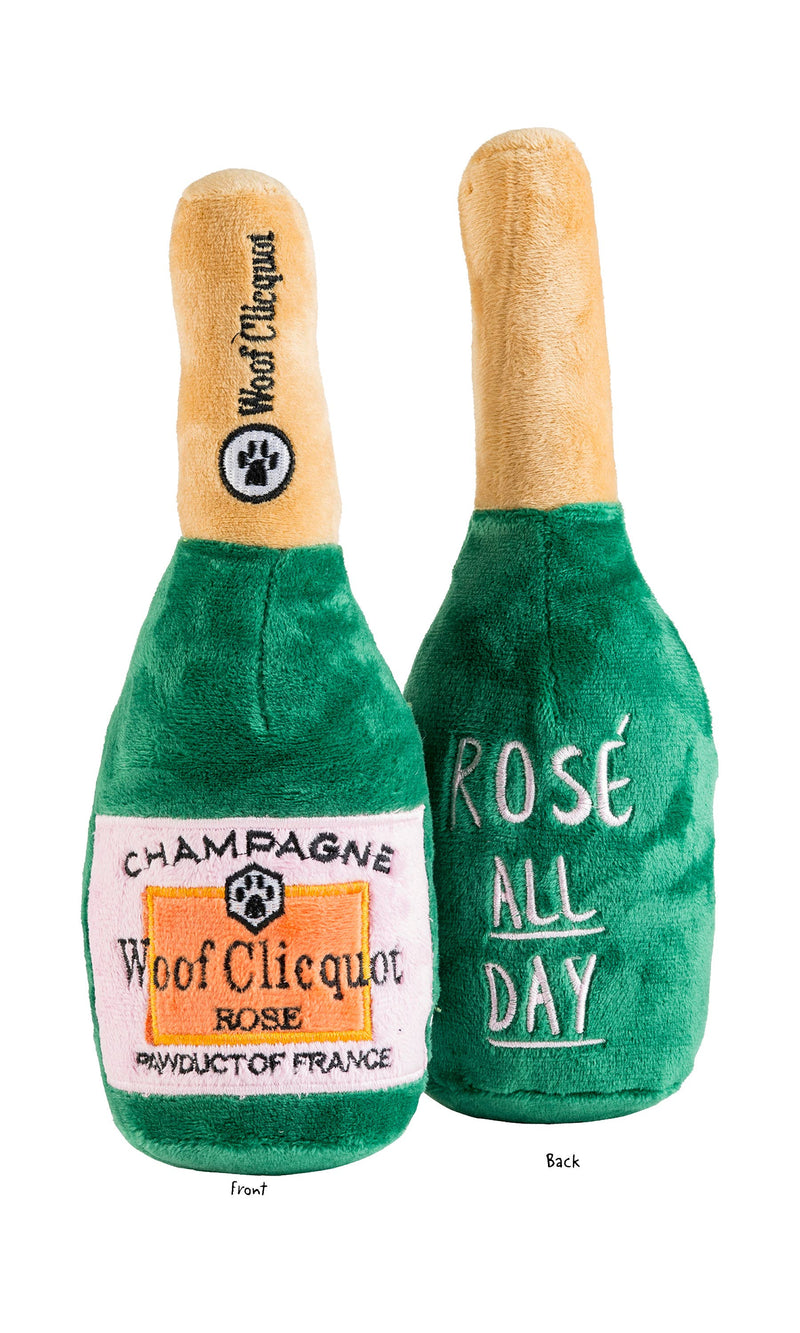 Haute Diggity Dog - Woof Clicquot Rose' Champagne Bottle Squeaker Dog Toy: Large