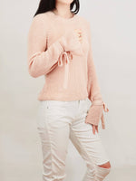 Bow Bell Sleeve Waffle Knit Sweater