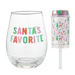 Wineglass & Popper Gift Set - Xmas Icons Santa's Favorite