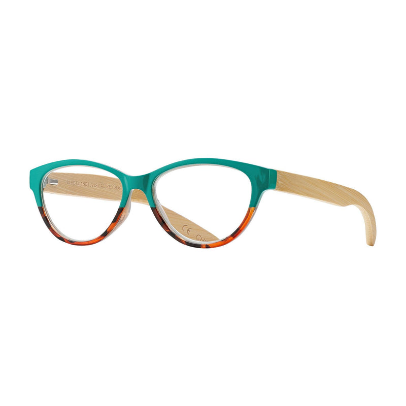 Blue Planet Eco-Eyewear - Lucia Reader - Turquoise To Amber Tortoise / Natural Bamboo