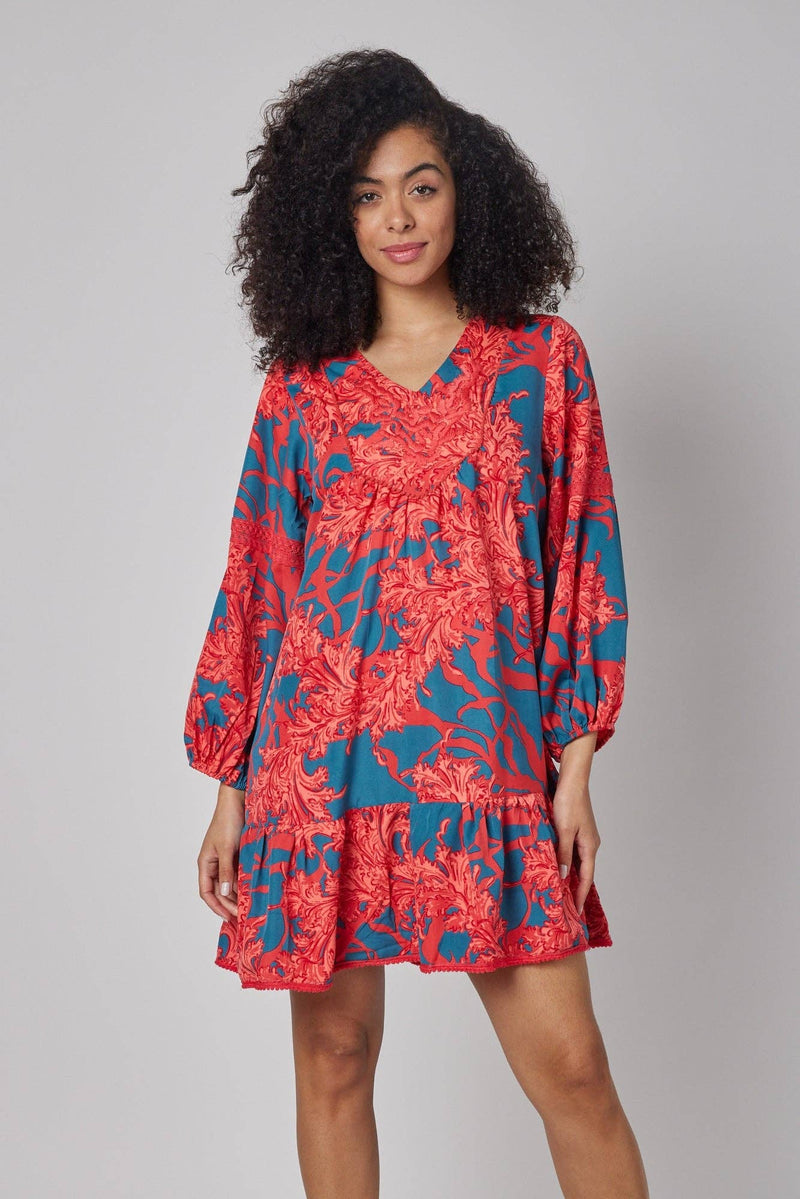 Puff Sleeve Embroidered Dress