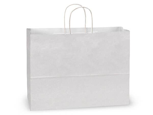 White Kraft Paper Shopping Bags: Vogue 16x6x12.5" / 250 Pack