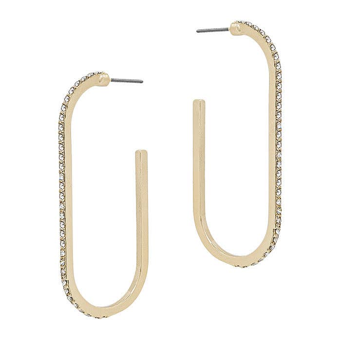 Gold Pave Oval Hoops