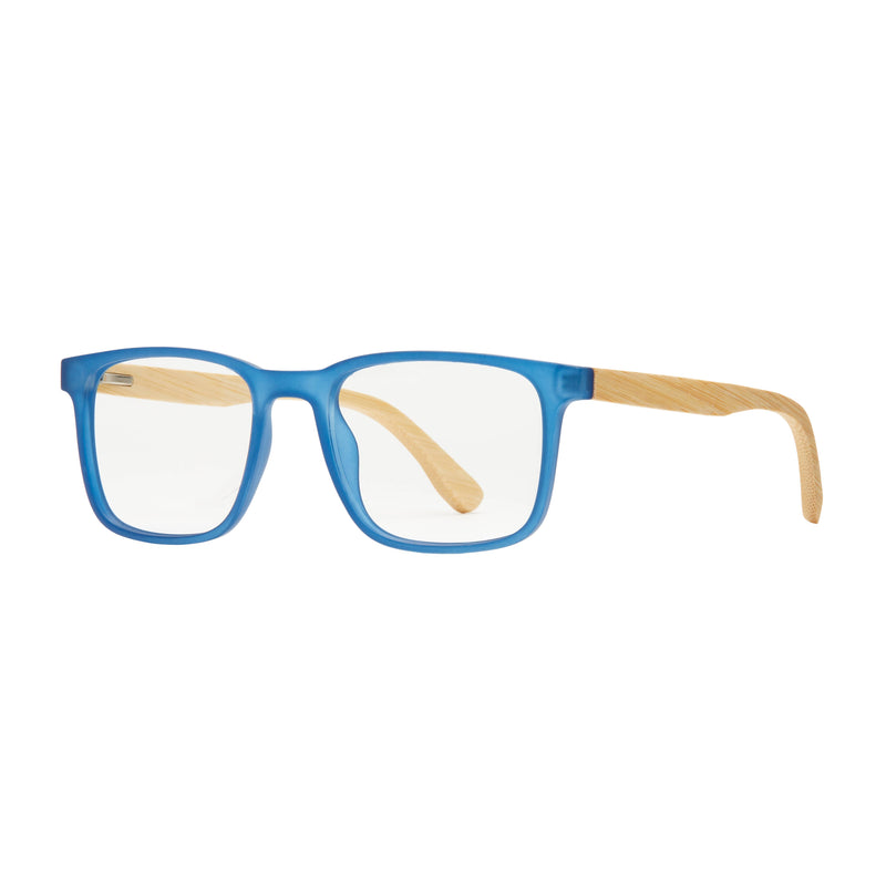 Blue Planet Eco-Eyewear - Davis - Blue / Bamboo + Blue Light Filtering Lens