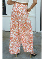 Caroline Zebra Print Elastic Waist Wide-leg Woven Pants
